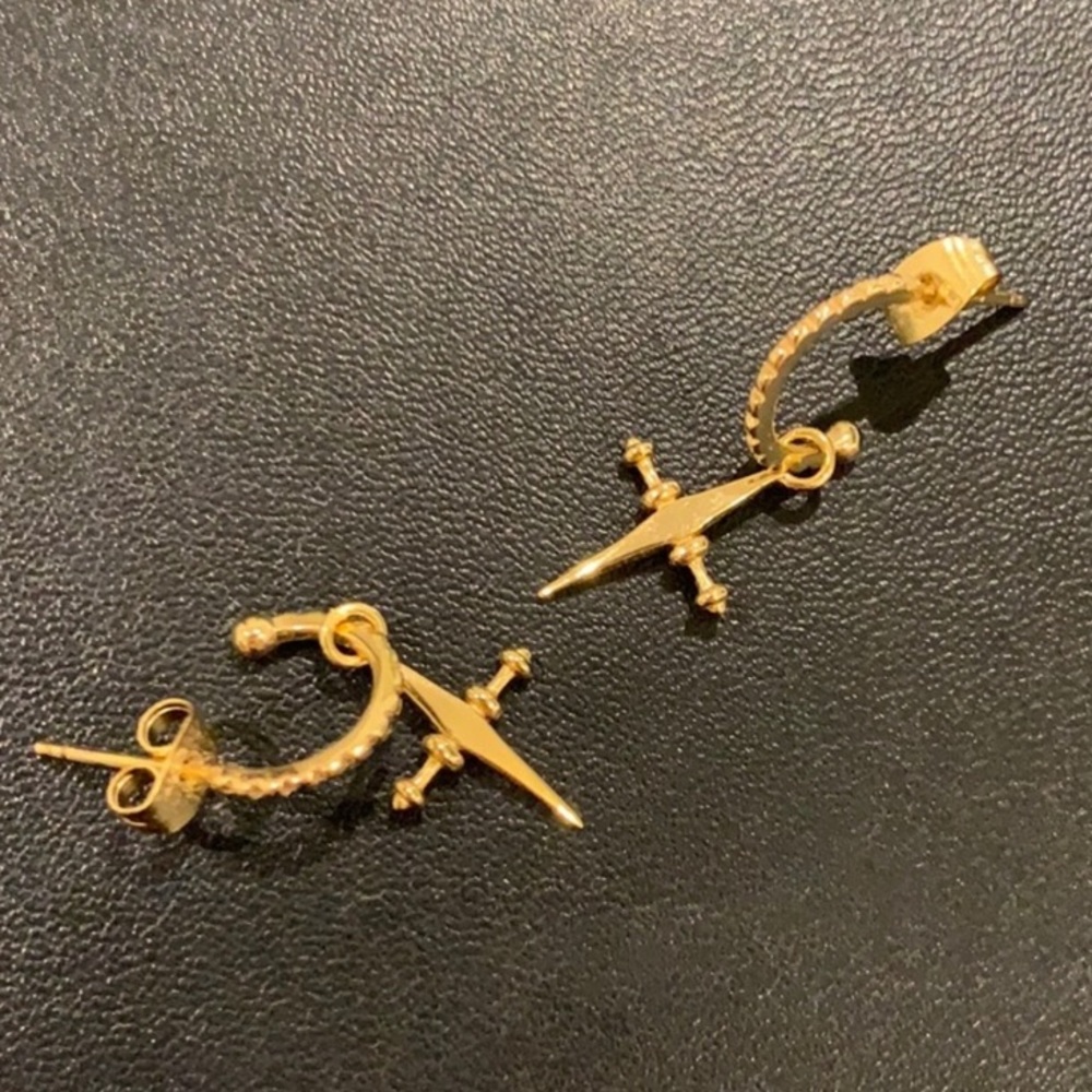 Mini Cross Hoops in Gold